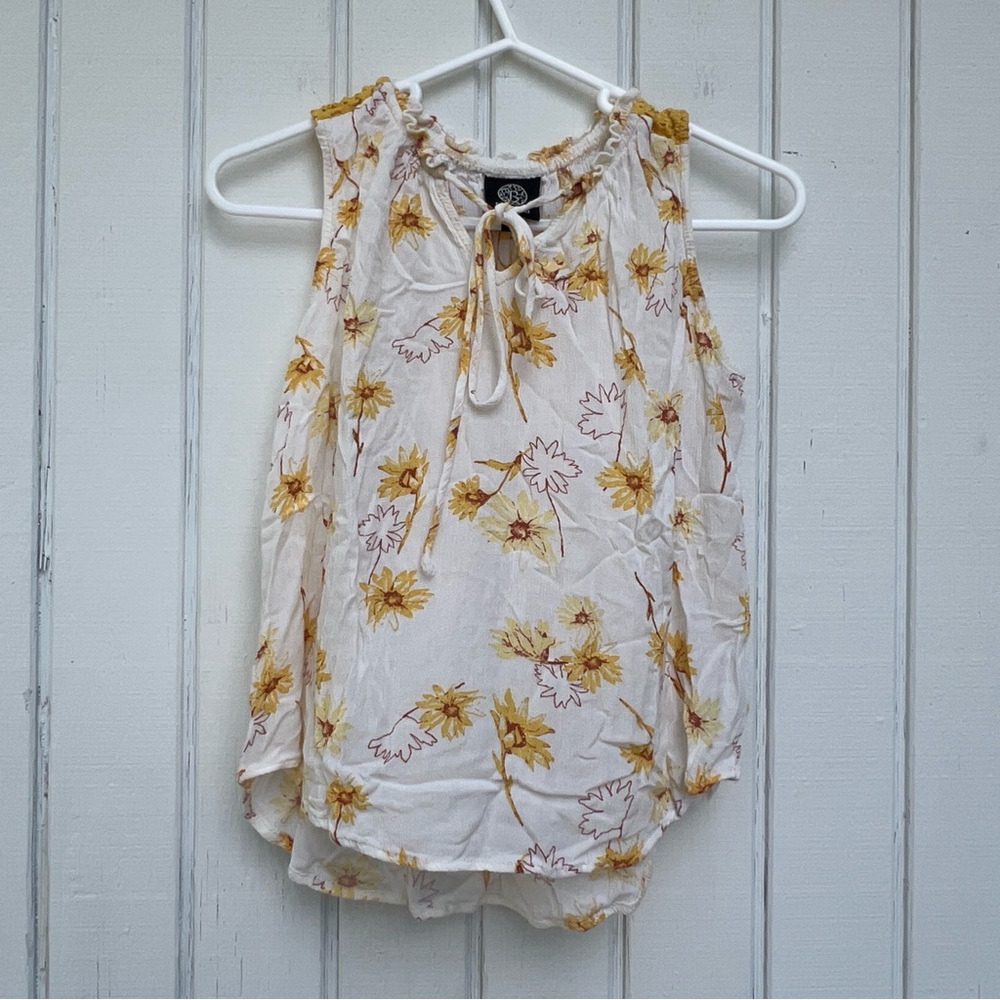 Bobeau Yellow Tie Front Tank Top Relaxed Fit